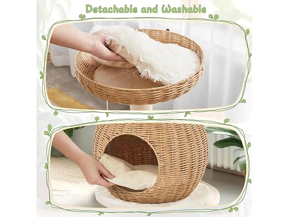 Yaheetech Cat Tree, 29.5in Rattan Cat Tower
