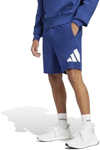 adidas Men's Essentials Big Logo Single Jersey 7-Inch Shorts, Dark Blue/White