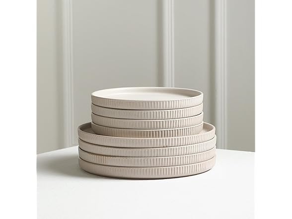 Stone Lain Haven  Stoneware 4 Piece Dinner Plates Sets Beige