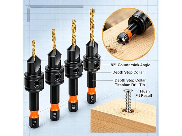YJRNTY AAP-Tool-381 11pc Countersink Drill Bit Set