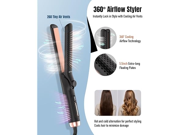 HITTIONA 360 Airflow Styler Curling Iron 2 in 1