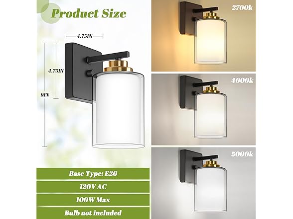 VerRon B0FHWTH3SG Bathroom Vanity Light 2-Pack