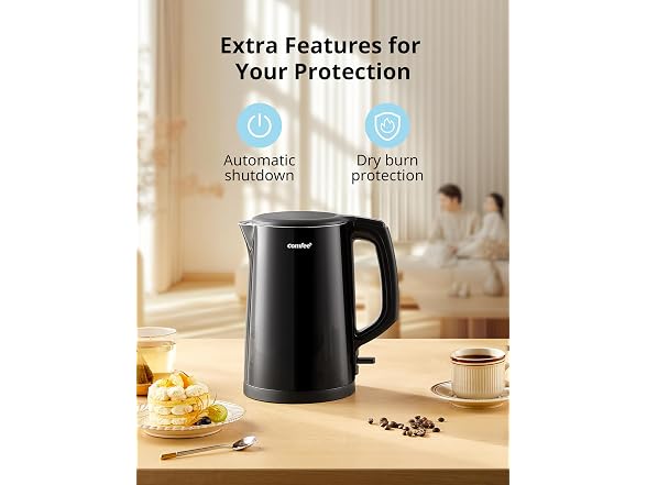 COMFEE' Stainless Steel Electric Kettle 1.5L, Black