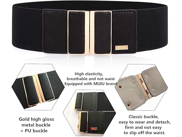 MIJIU Womens Wide Elastic Waist Belt