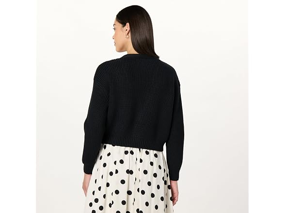 The Drop Women Sari Cropped Button-front Cardigan - Gallery 3