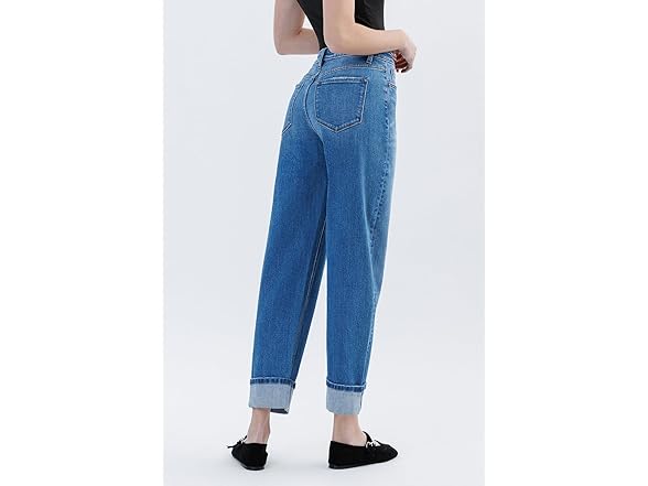 VERVET High Rise Cuff Barrel Leg Jeans
