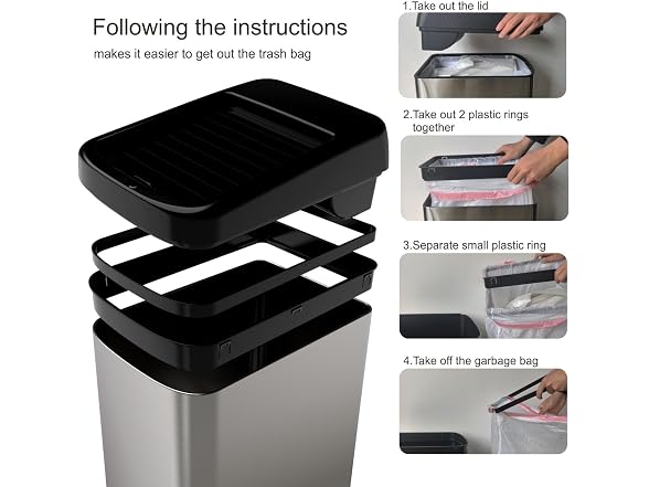 ELLO&ALLO 13 Gallon Kitchen Trash Can with Roll Up Lid