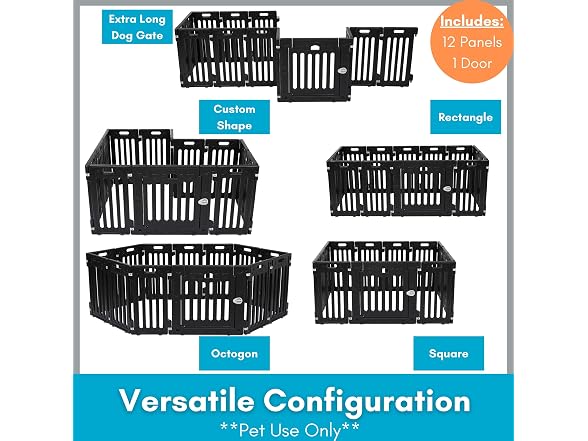 BIRDROCK HOME Dog Playpen w/Door, 12 Panel, 25.6"