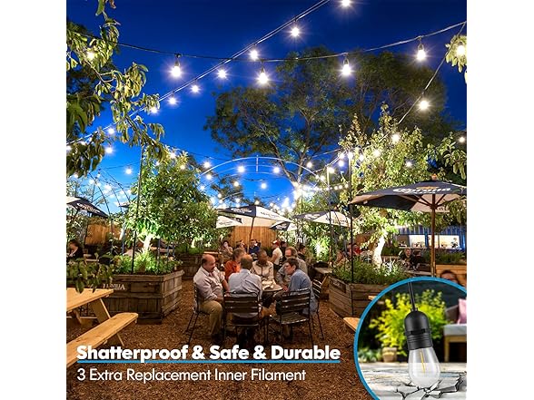Lakumu Outdoor String Lights,96FT,Black