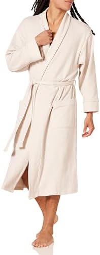 Amazon Essentials Men's Lightweight Waffle Bathrobe (Available in Big & Tall), Beige, Medium-Large