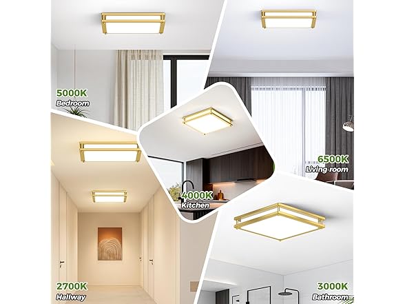 13 Inch Gold Square LED Ceiling Lights