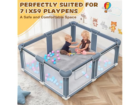 Yozoia Grey Baby Play Mat 71" x 59"