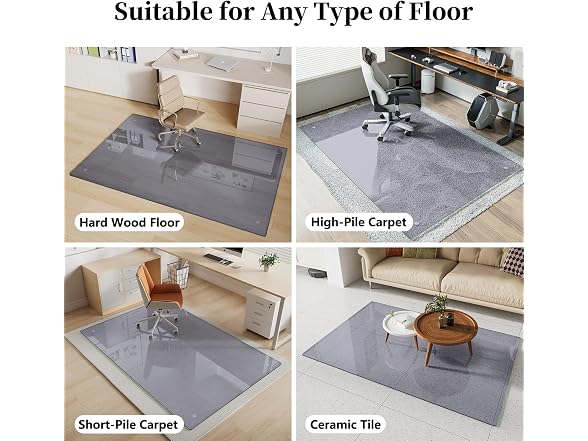 FlyEcho Grey Glass Chair Mat 48" x 60"