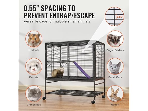 VEVOR 39" Rolling Metal Ferret Cage