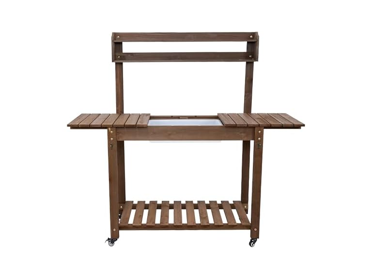 Sunnydaze Decor IEO-2361 Potting Bench w/ Sink Brown