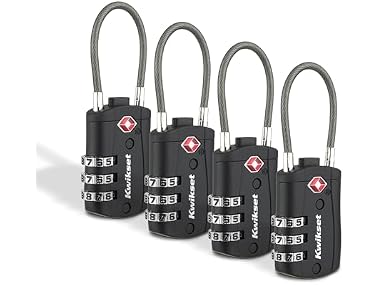 $14.99 Kwikset TSA Luggage Lock with Cable, 4-Pack, Black dealfomo