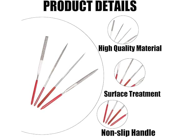 Auniwaig CON-33 2Pcs Diamond Needle File