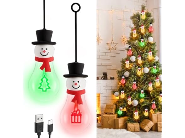 Snowman Christmas Light Bulbs, 2 Pack