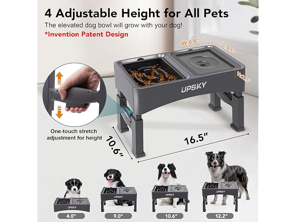 UPSKY 2-in-1 Elevated Dog Bowls Set