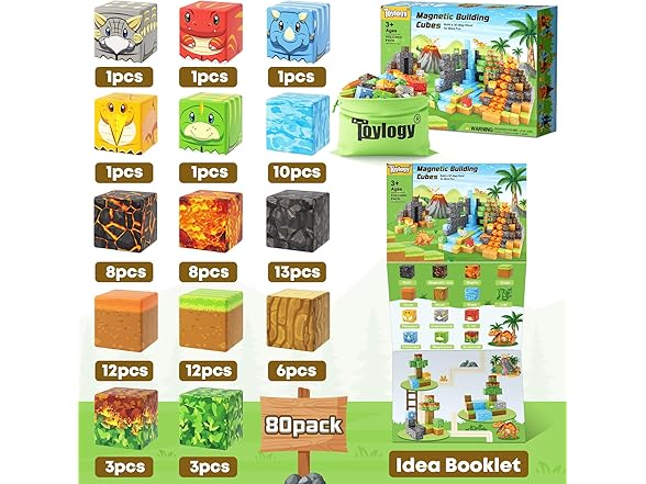 Toylogy Large Magnetic Blocks Volcano