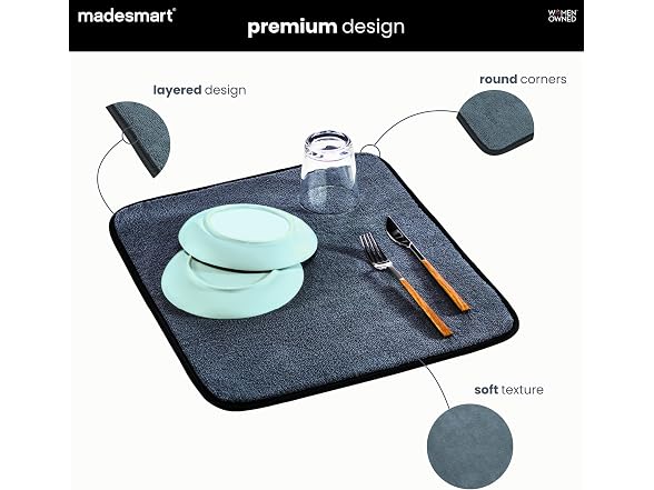 madesmart Microfiber Dish Drying Mat Grey