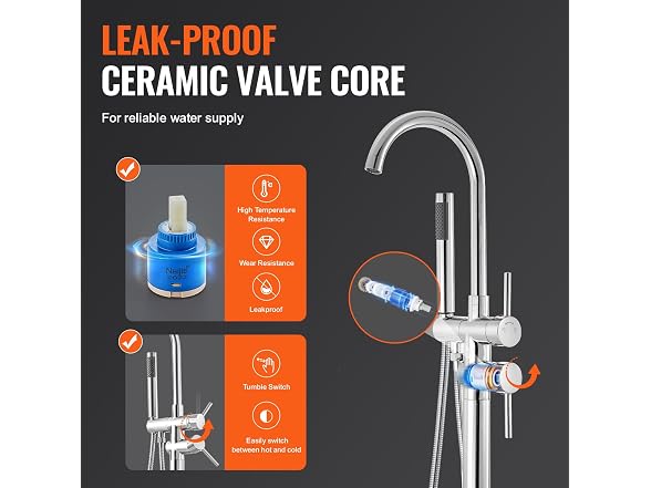 VEVOR Freestanding Bathtub Floor Mount Faucet