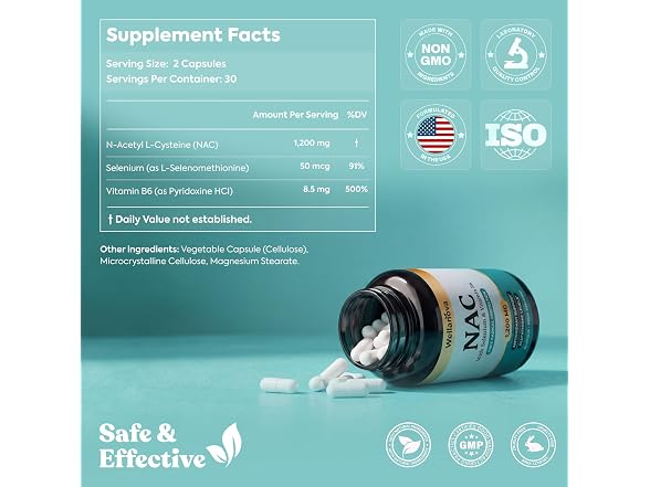 NAC Supplement 1 200 mg 100 percent Pure N Acetyl