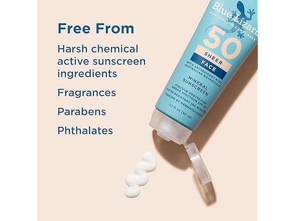 Blue Lizard Sheer Face Mineral SPF 50 Sunscreen