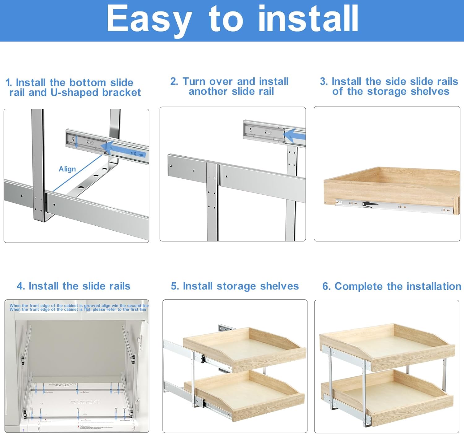 LOVMOR 2 Tier Soft Close Pull Slide Out Cabinet Organizer - Gallery 8