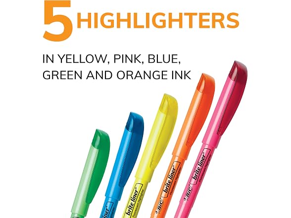 BIC Brite Liner Highlighters 5ct Assorted
