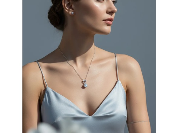 Moissanite Diamond Heart Drop Necklace