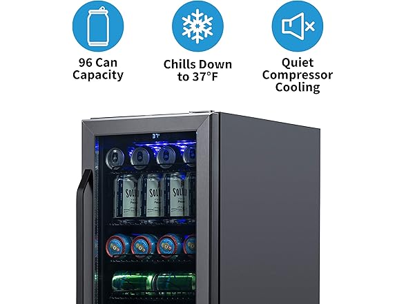 Newair Built-in Beverage Black Fridge - 96 Cans