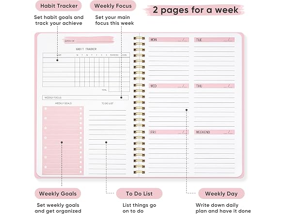 MSTONAL Undated Weekly Planner, 52 Sheets Weekly Notebook
