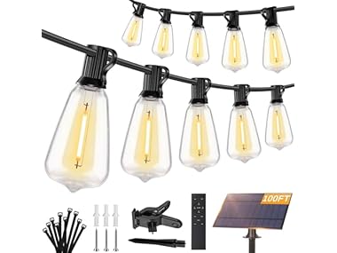 $22.99, Was $59.985, 61% Off! Brightever 100FT Solar String Lights Outdoor Waterproof with Remote dealfomo