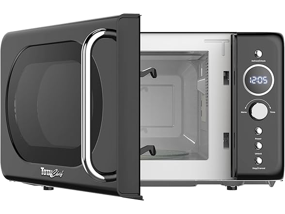 Total Chef Retro Microwave Oven | 20L 0.7 Cu Ft 700W | Black