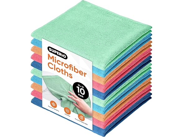 Superio Microfiber Cleaning Cloths Color-Coded 72 Pack