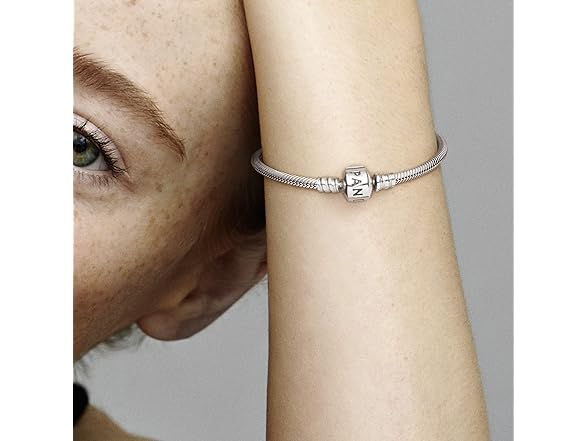 PANDORA Jewelry Iconic Moments Snake Chain Charm Sterling Silver Bracelet, 7.1" (Open Box)