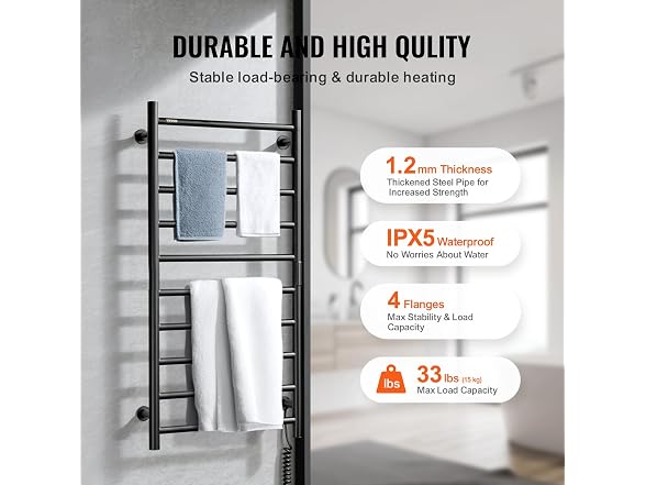 VEVOR 10 Bars Towel Warmer Rack, 120V