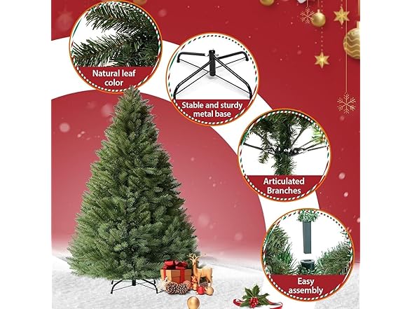 KISIQI 6 Ft Artificial Christmas Tree