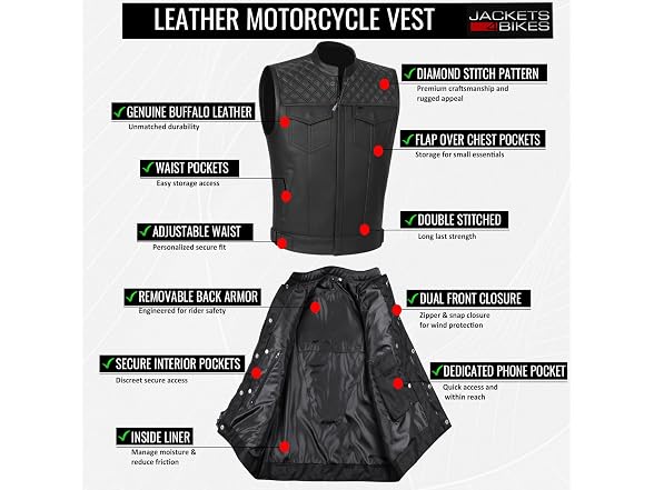 Jackets 4 Bikes SOA Men's Motorcycle Vest, Ve