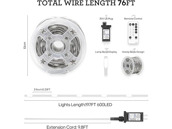 206FT 600LED Outdoor String Lights