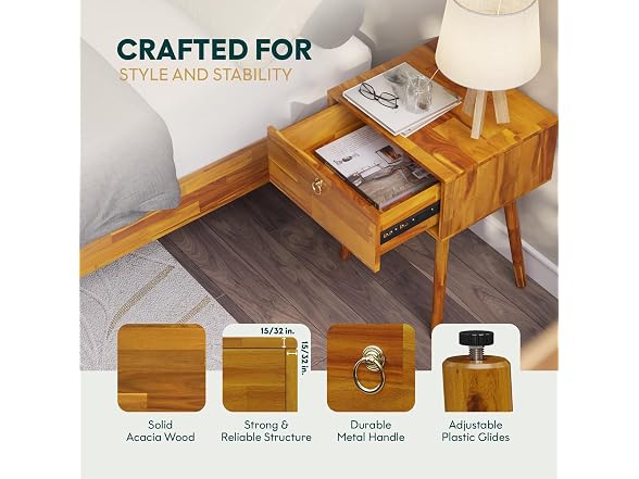 Bme Alden Nightstand 1-Drawer Caramel