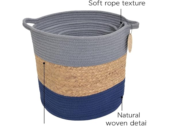 J&V TEXTILES Cotton Rope Basket 3Pc Set