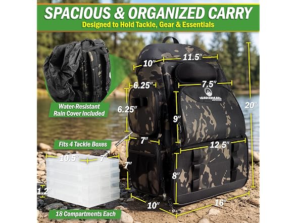 Fishing Backpack with Tackle Boxes
