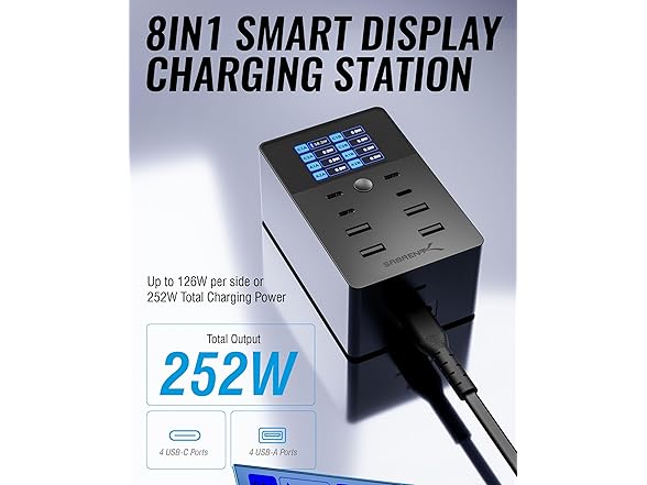 SABRENT 8-Port Charging Station w/ LCD Display