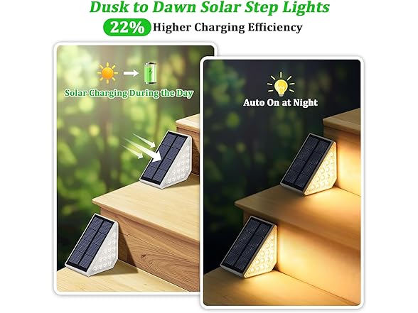 Bosceos 8-Pack Solar Stair Lights Outdoor Waterproof