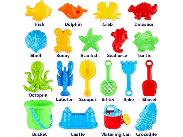 PREXTEX 19-Piece Kids Beach Toys