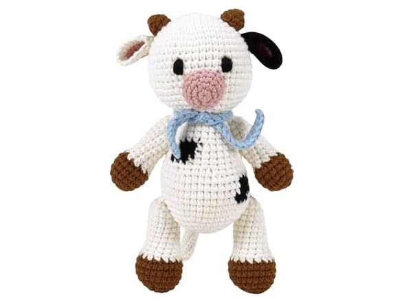 Enesco Woolie Kai the Cow Handmade Crochet Animal Plush Toy