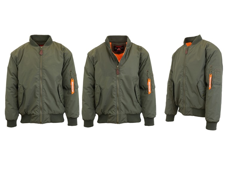 Spire By Galaxy WC-----(Men's) - TSP-2908 - OL / S Small Mens Heavyweight Flight Bomber Jacket  Olive