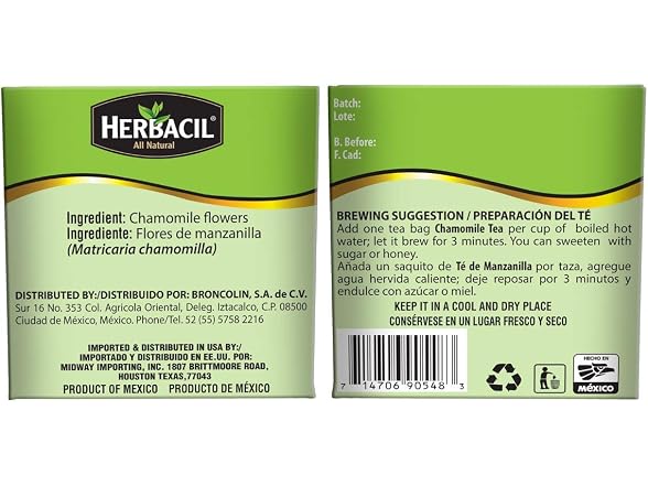 Herbacil Natural Chamomile Tea.